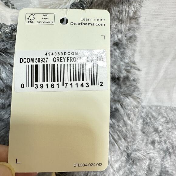 Dearfoams Womens Beth Furry Foldover Boot Slippers sz Large 9-10 Grey Frost NWT - Picture 5 of 7